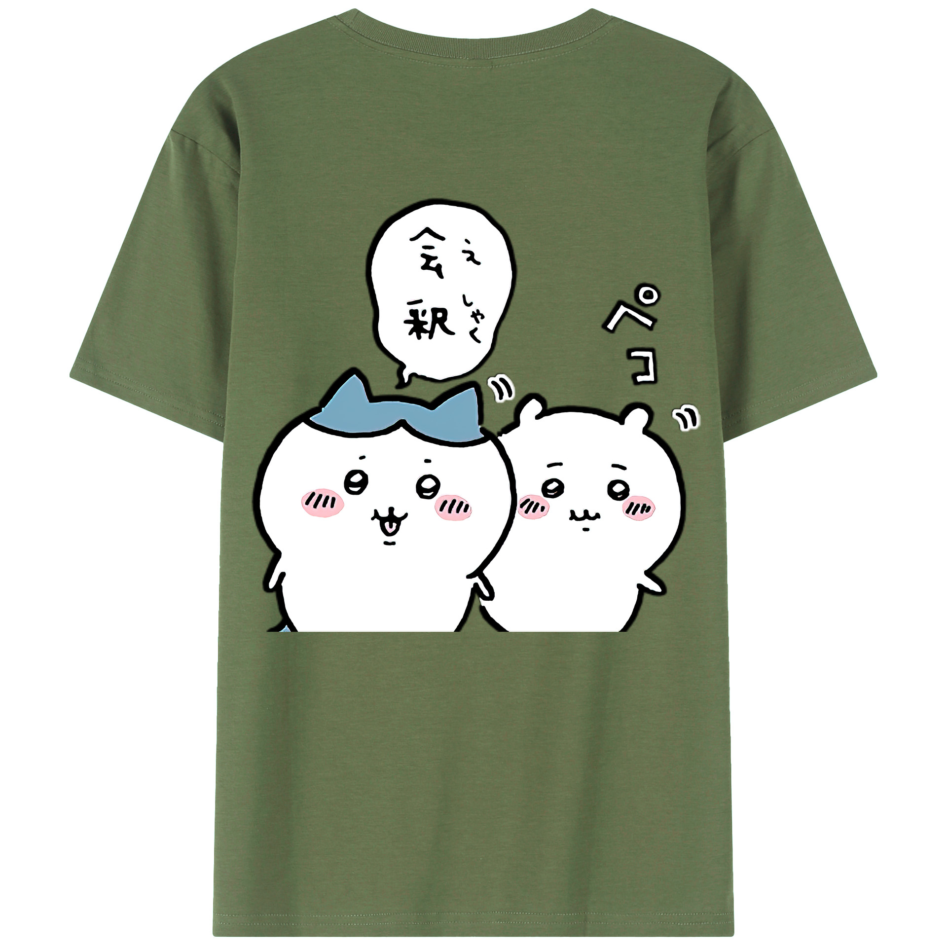 （画像用） ちいかわ ハチワレ Chii-kawa hachiware 綿100％ メンズ半袖Tシャツ（バックプリント） 通気性